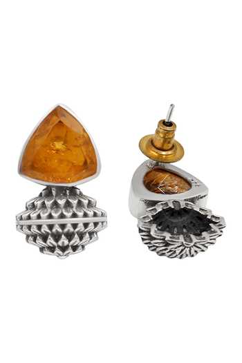 Sangeeta Boochra Oxidised Silver Statement Earrings 