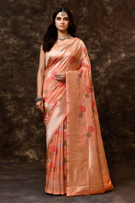Vishwa By Pinki Sinha Meenakari Floral Woven Saree With Running Blouse 