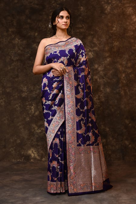 Vishwa By Pinki Sinha Meenakari Jaal Woven Saree With Running Blouse 