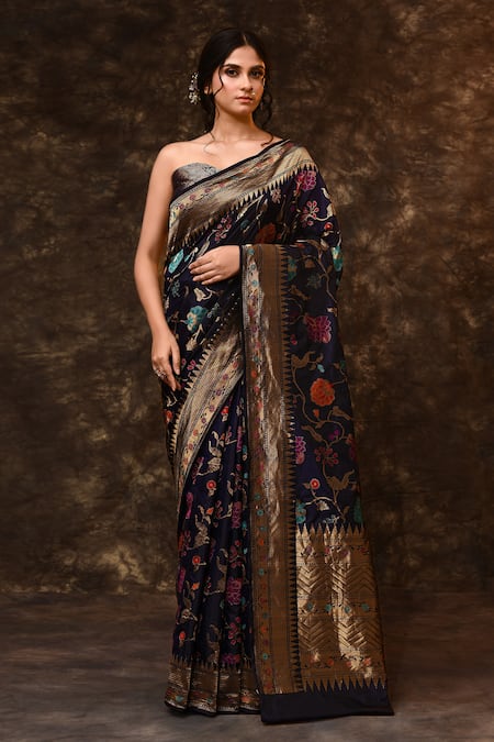 Vishwa By Pinki Sinha Floral Weave Saree With Running Blouse 