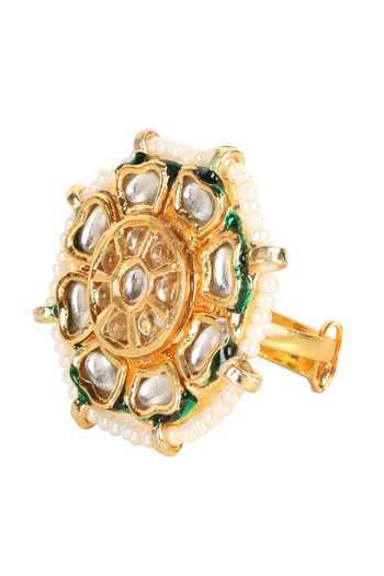 Amreli Jaipur White Kundan Work Ring Online at Aza Fashions Amreli Jaipur_White Kundan Work Ring _Online_at_Aza_Fashions
