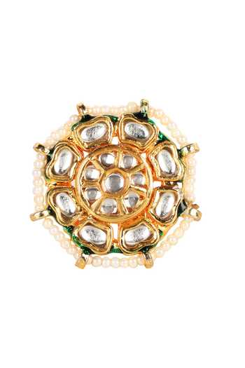 Shop Amreli Jaipur White Kundan Work Ring at Aza Fashions Shop_Amreli Jaipur_White Kundan Work Ring _at_Aza_Fashions