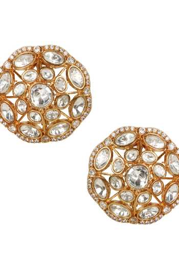 Amreli Jaipur_White Stones, Crystals Embellished Studs _Online_at_Aza_Fashions