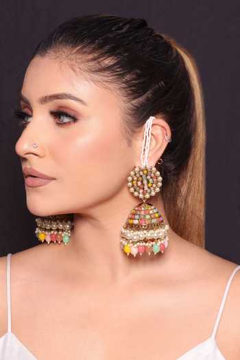 Amreli Jaipur Stone Embellished Jhumka Earrings 