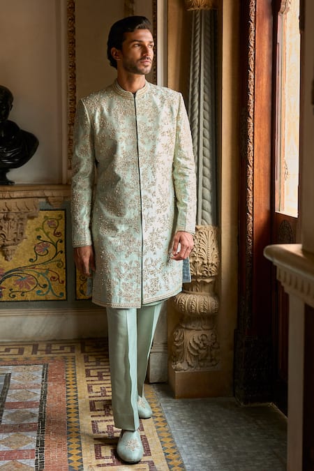 Seema Gujral Sage Green Sherwani Set 
