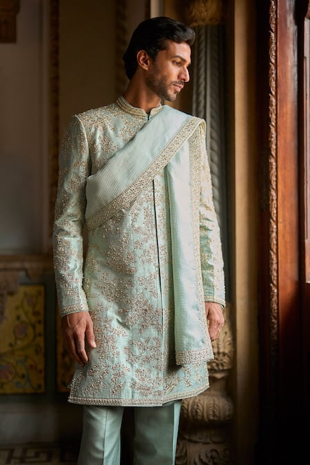 Seema Gujral Sage Green Sherwani Set 