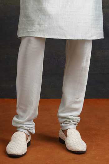 Thetaa_Green Silk, Cotton Mirrors Work Kurta Set _Online_at_Aza_Fashions