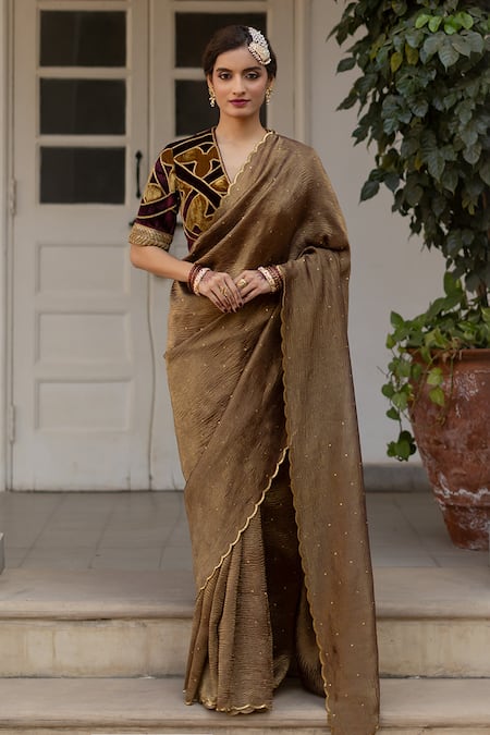 Mimamsaa Qaayal & Jahan Saree With Velvet Blouse 