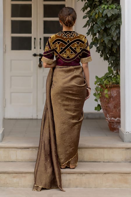 Mimamsaa Qaayal Tissue Silk Saree With Unstitched Blouse Piece 