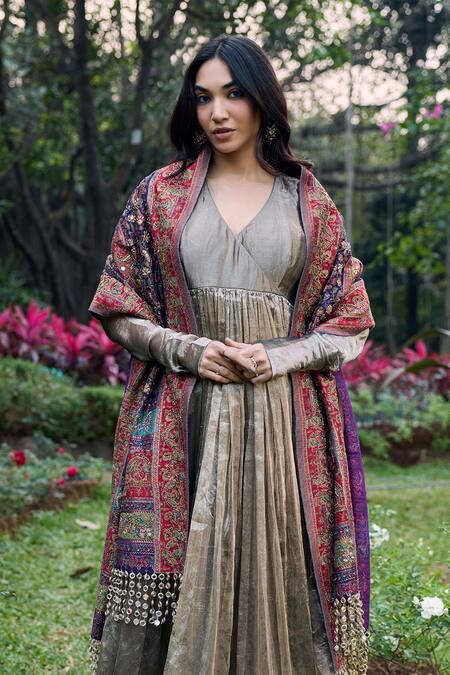 Itrh Gold Tissue Zari Zarbaft Anarkali Set Online at Aza Fashions Itrh_Gold Tissue Zari Zarbaft Anarkali Set _Online_at_Aza_Fashions