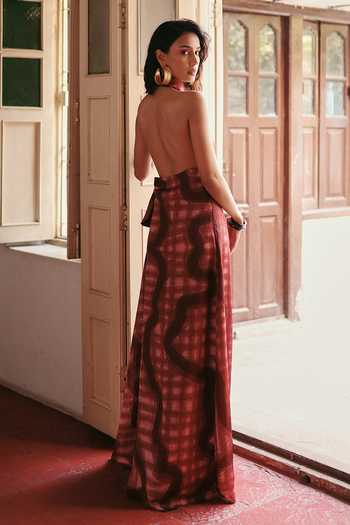 ZiP by Payal & Zinal Choco Bling Zigzag Print Draped Dress 