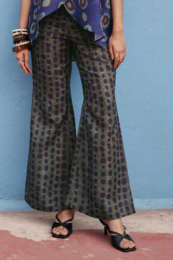 ZiP by Payal & Zinal_Blue Cotton Halter Neck Pebble Pal Top And Pant Set _Online_at_Aza_Fashions