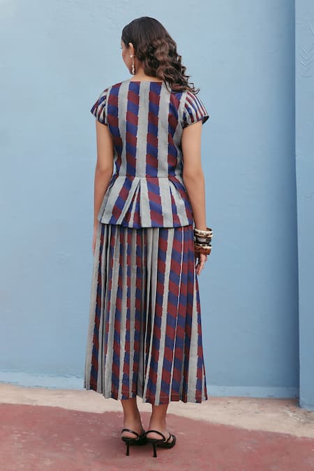 ZiP by Payal & Zinal Slate Stories Striped Top & Skirt Set 