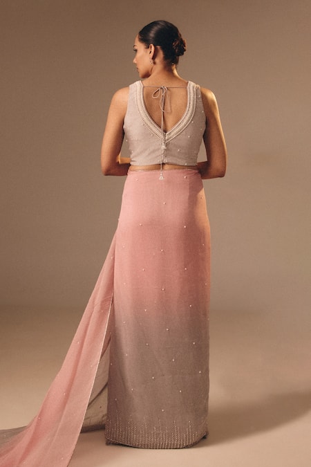 Disha Muchhala Colorblock Pre-Draped Saree & Blouse Set 