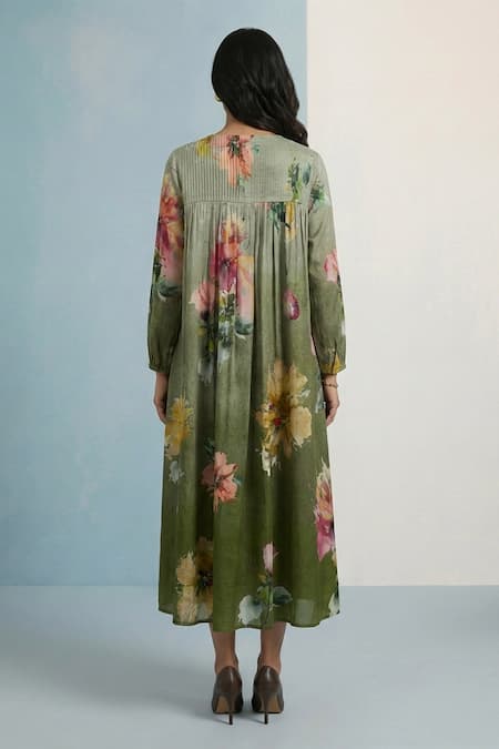 Kalista Ember Floral Pure Cotton Midi Dress 