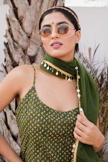 Buy_Gulabo Jaipur_Olive Green Cotton, Cambric Scoop Neck Gulrukh Printed Kurta Set _Online_at_Aza_Fashions