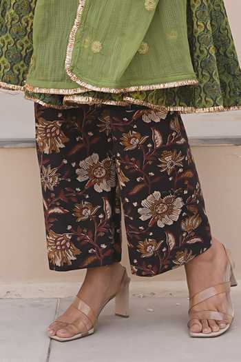 Buy_Gulabo Jaipur_Green Cotton, Cambric Gota Patti, Sequins Scoop Neck Ira Printed Anarkali Set _Online_at_Aza_Fashions