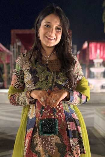 House Of Kosha_Gold Beads, Stones, Crystals, Tassels Josy Suede Embellished Mini Bag _at_Aza_Fashions