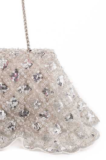 Buy_House Of Kosha_Silver Sequins, Beads Grace Suede Embellished Clutch _Online_at_Aza_Fashions