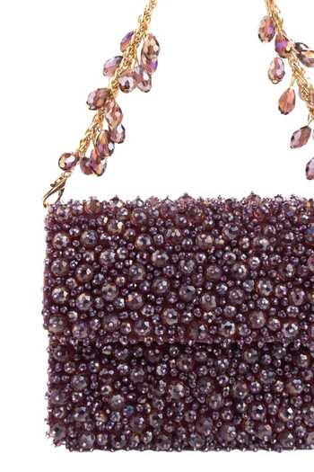 House Of Kosha_Purple Crystals Kiyara Suede Embellished Mini Bag _at_Aza_Fashions