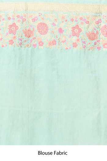 Vishwa By Pinki Sinha Blue Silk Zari Floral Woven Saree With Running Blouse at Aza Fashions Vishwa By Pinki Sinha_Blue Silk Zari Floral Woven Saree With Running Blouse _at_Aza_Fashions