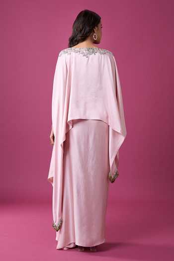 Prisho Embroidered Kaftan & Draped Skirt Set 