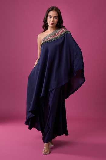 Prisho Embellished One-Shoulder Tunic & Pant Set 