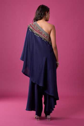 Prisho Embellished One-Shoulder Tunic & Pant Set 