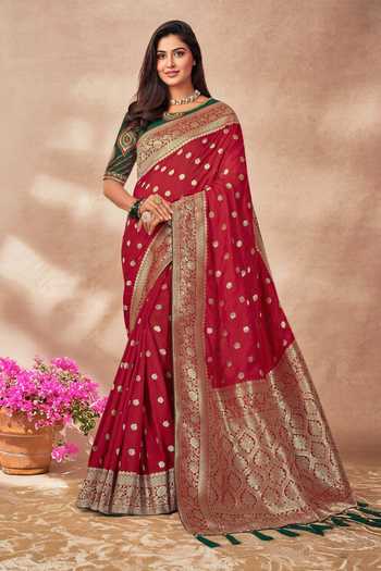 Khwaab By Sanjana Lakhani Floral Bloom Woven Saree With Blouse 