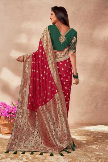 Khwaab By Sanjana Lakhani Floral Bloom Woven Saree With Blouse 