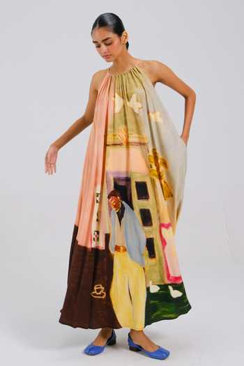 Shop Cord Multi Color Halter Neck Circle Long Dress Online at Aza Fashions Shop_Cord_Multi Color Halter Neck Circle Long Dress _Online_at_Aza_Fashions