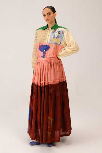 Cord_Multi Color Silk Collared Cleo Shirt _Online_at_Aza_Fashions