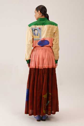 Cord_Multi Color Silk Collared Cleo Shirt _at_Aza_Fashions