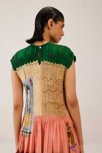Buy_Cord_Multi Color Cotton Smocking High Neck July Loft Print Dress 