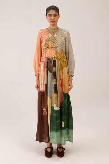 Shop_Cord_Multi Color Cotton Smocking High Neck June Dress 