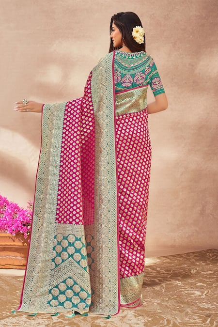 Naintara Bajaj Floral Butti Woven Saree & Embroidered Blouse 