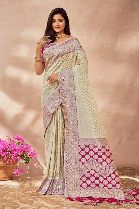 Naintara Bajaj Floral Woven Saree With Embroidered Blouse 