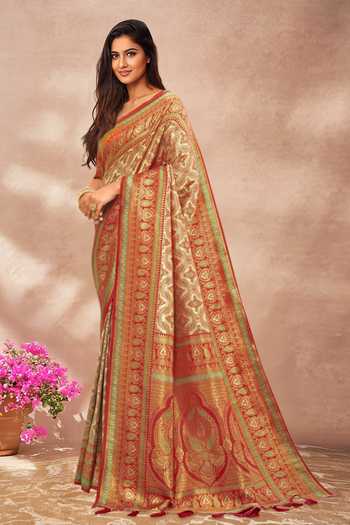 Buy Khwaab By Sanjana Lakhani Orange , Satin Embroidery, Tassels Abstract Woven Saree With Blouse Online at Aza Fashions Buy_Khwaab By Sanjana Lakhani_Orange , Satin Embroidery, Tassels Abstract Woven Saree With Blouse _Online_at_Aza_Fashions
