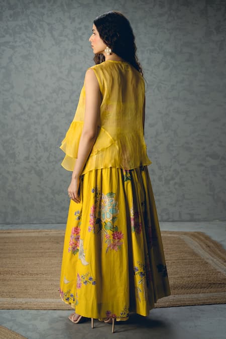 Paulmi And Harsh Alina Embroidered Bustier & Printed Skirt Set 