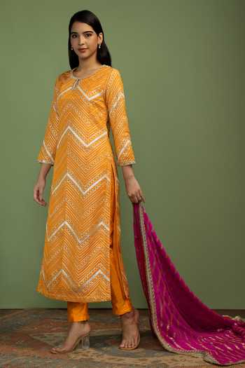 Shop Mustard Moon By Neyha And Vrinda Mustard Georgette, Silk, Chinon Gota Patti Amal Chevron Pattern Kurta Set Online at Aza Fashions Shop_Mustard Moon By Neyha And Vrinda_Mustard Georgette, Silk, Chinon Gota Patti Amal Chevron Pattern Kurta Set _Online_at_Aza_Fashions