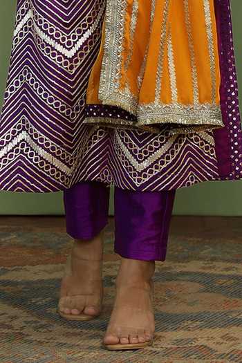 Mustard Moon By Neyha And Vrinda Purple Georgette, Silk, Chinon Gota Patti Keyhole Amal Chevron Pattern Kurta Set Online at Aza Fashions Mustard Moon By Neyha And Vrinda_Purple Georgette, Silk, Chinon Gota Patti Keyhole Amal Chevron Pattern Kurta Set _Online_at_Aza_Fashions
