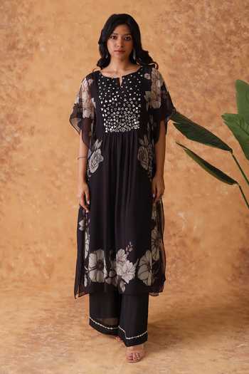 Pouli Pret Floral Pattern Kaftan & Pant Set 