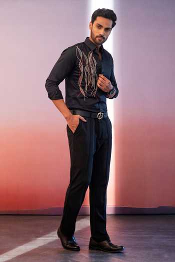 Buy_Heartistry by Anky_Black Pure Cotton Embroidery The Bold Classic Shirt _Online_at_Aza_Fashions