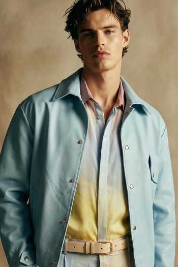 Shop Nikita Mhaisalkar Blue Leather Jacket at Aza Fashions Shop_Nikita Mhaisalkar_Blue Leather Jacket _at_Aza_Fashions
