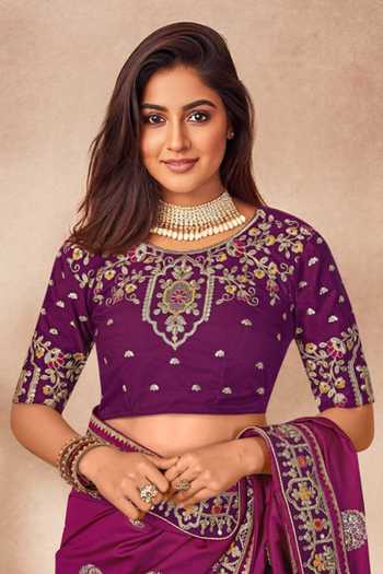 Shop Naintara Bajaj Pink Georgette, Silk Sequins, Zari, Embroidery Open Floral Bloom Woven Saree Set Online at Aza Fashions Shop_Naintara Bajaj_Pink Georgette, Silk Sequins, Zari, Embroidery Open Floral Bloom Woven Saree Set _Online_at_Aza_Fashions