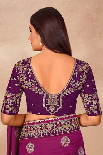 Naintara Bajaj Pink Georgette, Silk Sequins, Zari, Embroidery Open Floral Bloom Woven Saree Set at Aza Fashions Naintara Bajaj_Pink Georgette, Silk Sequins, Zari, Embroidery Open Floral Bloom Woven Saree Set _at_Aza_Fashions