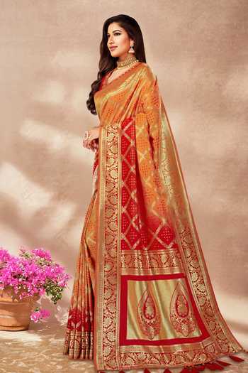 Buy Khwaab By Sanjana Lakhani Yellow Silk Embroidery Asymmetric Floral Geometric Woven Saree And Blouse Online at Aza Fashions Buy_Khwaab By Sanjana Lakhani_Yellow Silk Embroidery Asymmetric Floral Geometric Woven Saree And Blouse _Online_at_Aza_Fashions