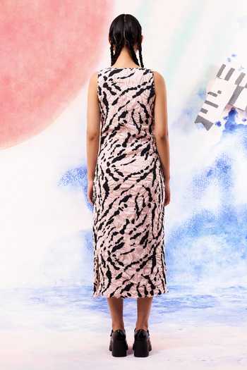 Shop Ilk Pink Cambric Embroidery Square Neck Tundra Midi Dress at Aza Fashions Shop_Ilk_Pink Cambric Embroidery Square Neck Tundra Midi Dress _at_Aza_Fashions