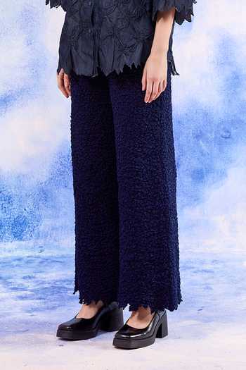 Buy_Ilk_Navy Cotton Embroidery Reef Smocked Pant _Online_at_Aza_Fashions