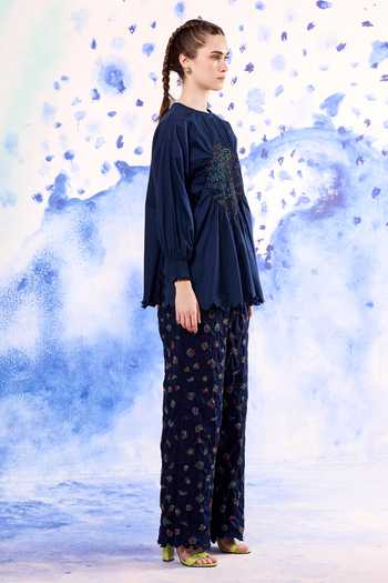 Buy Ilk Green Cambric Embroidery, Smocking Round Neck Nightcrawler Smocked Blouse Online at Aza Fashions Buy_Ilk_Green Cambric Embroidery, Smocking Round Neck Nightcrawler Smocked Blouse _Online_at_Aza_Fashions
